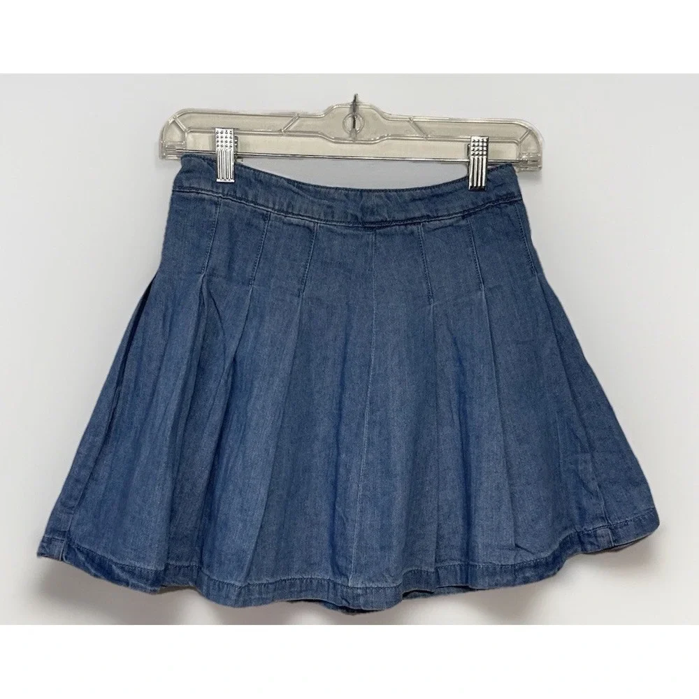 American Eagle Women's NWT Micro Pleated Denim Mini Skirt Pleated Y2K Rave Sz 00